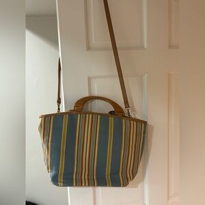 Vintage fossil purse with wooden handles